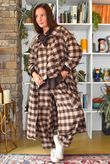 Nora Brushed Cotton Gingham Frock Coat Coffee Bean